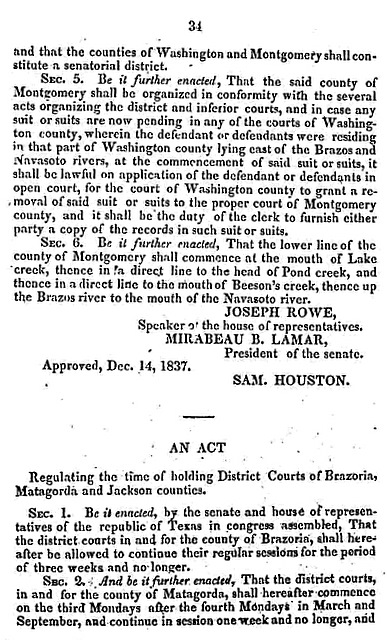 Act Creating Montgomery County, Texas